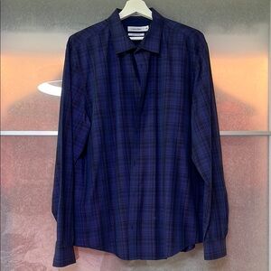 Calvin Klein Blue Dress Shirt with Classic Plaid